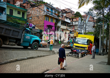 The hillside community of Santo Domingo in Medellin, also known as Comunas. Stock Photo