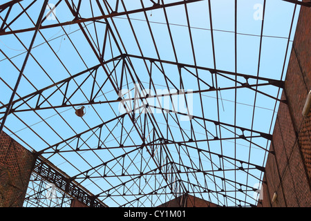 Roof framework of an hangar in abandoned mine Stock Photo