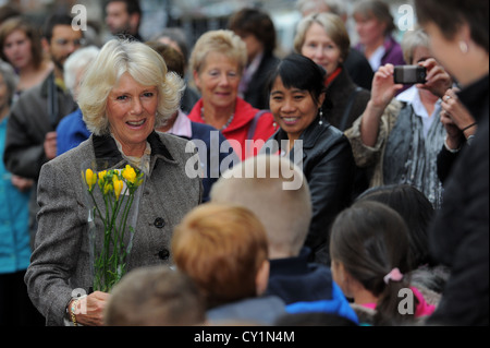 Camilla, Duchess of Cornwall visits Marlborough in Wiltshire. Stock Photo