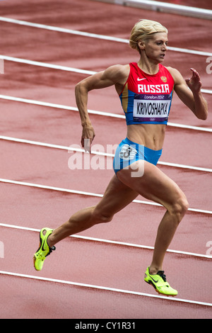 Antonina Krivoshapka (RUS) competing in the Women's 400 meter semifinal