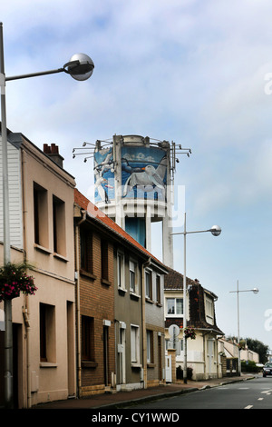 Bleriot-Plage France Cote d'opale Pas De Calais Painted Water Tower And Houses