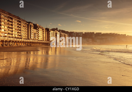 La Concha beach, San Sebastian, The Basque Country, Spain Playa de la concha, Donostia, Pais Vasco, España Stock Photo