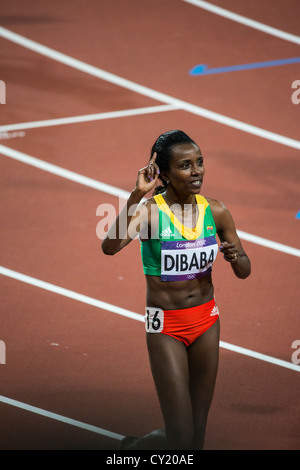 Tirunesh Dibaba (ETH) wins the gold medal in the women's 10000m at the Olympic Summer Games, London 2012 Stock Photo