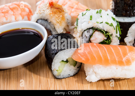 Mixed Sushi rolls (macro shot) Stock Photo
