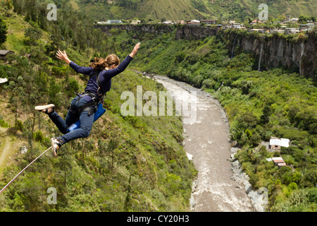 Bungee Jump Sequence In Banos De Agua Santa Ecuador San Francisco Bridge Stock Photo