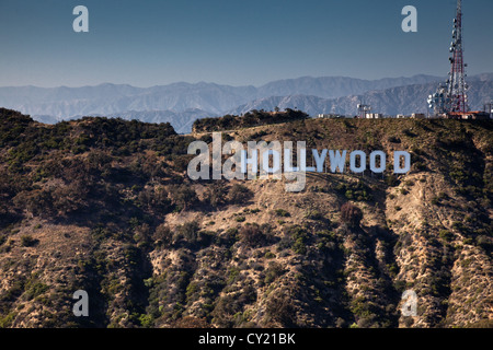 The iconic Hollywood sign in the Hollywood HIlls, Los Angeles. Stock Photo