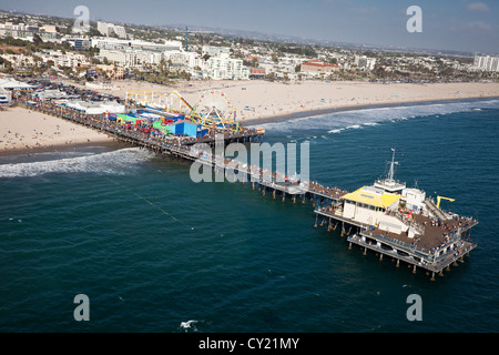 Aerial shot of the Santa Monica Pier, California, United States Stock Photo