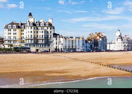 Eastbourne beach and seafront as seen from the pier, East Sussex England UK Stock Photo