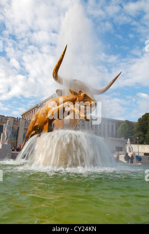 garden of  Trocadéro with fountains at the Palais de Chaillot in Paris Stock Photo