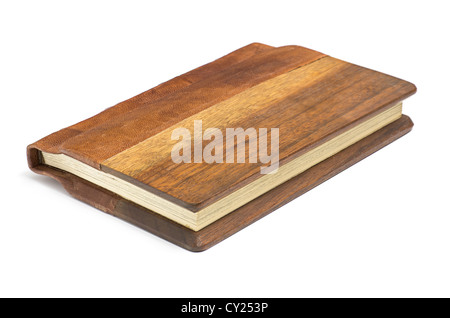 precious book with a noble leather and wooden cover Stock Photo