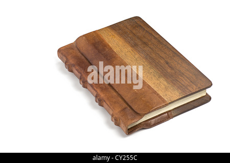 precious book with a noble leather and wooden cover Stock Photo