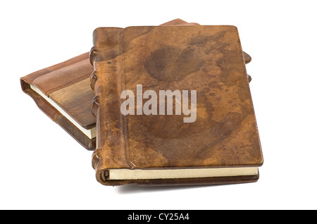 precious book with a noble leather and wooden cover Stock Photo