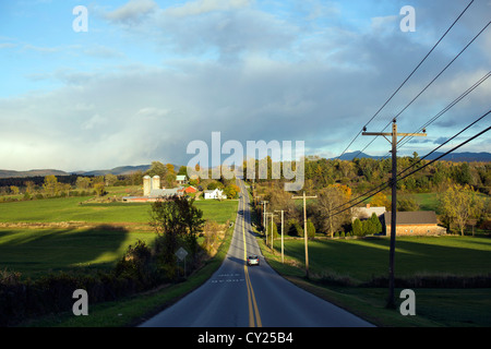 A view looking east across the Champlain Valley to Hinesburg, Vermont and Camel's Hump. Stock Photo