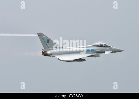 Eurofighter Typhoon FGR4 ZK333 from RAF Leuchars Royal Air Force station performs a high speed pass at the 2012 RIAT Stock Photo