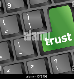 Computer keyboard with trust button, business concept Stock Photo