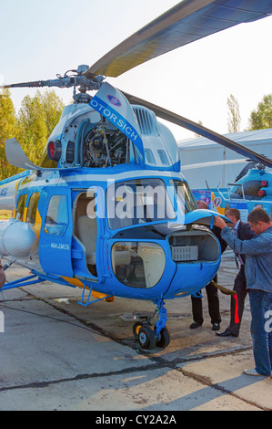 Upgraded Mi-2MSB ( MSB-2) helicopter. Front view  of the helicopter. Stock Photo