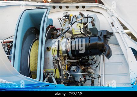 Upgraded Mi-2MSB ( MSB-2) helicopter. View of the helicopter engine close up. Stock Photo