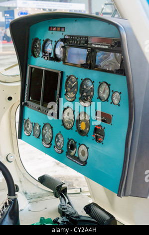 Upgraded Mi-2MSB ( MSB-2) helicopter. View of the upgraded dashboard for pilots. Stock Photo