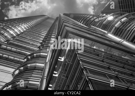 A vanishing perspective view of the Petronas Towers in Kuala Lumpur ...