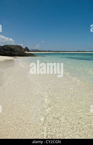 A deserted tropical beach paradise at Tanjung Aan on Lombok, Indonesia Stock Photo