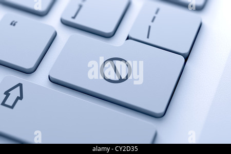 Prohibition icon button on keyboard with soft focus Stock Photo
