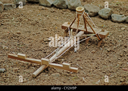 Model of a traditional wooden plough, India Stock Photo