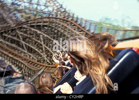 people on Monster roller coaster at La Ronde Montreal Quebec Stock Photo