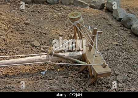 Model of a traditional wooden plough, India Stock Photo