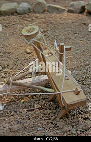 Model of a traditional wooden plough, India Stock Photo