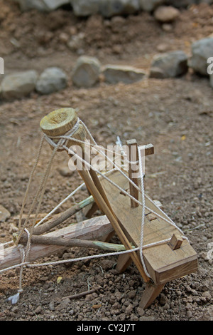 Model of a traditional wooden plough, India Stock Photo