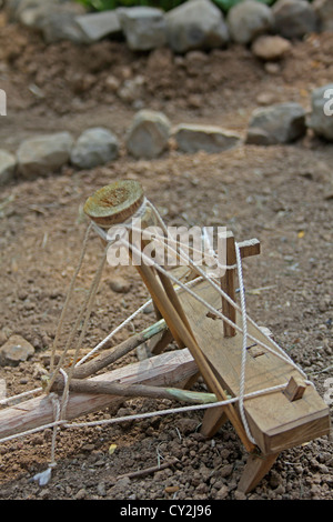 Model of a traditional wooden plough, India Stock Photo