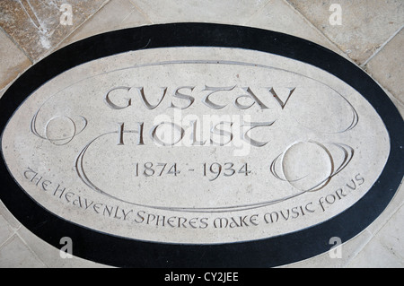 Memorial tablet for Gustav Holst. Stock Photo