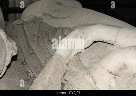 The clasped hands of Richard Fitzalan (died 1375) and his Countess on The Arundel Tomb, Chichester Cathedral. Stock Photo