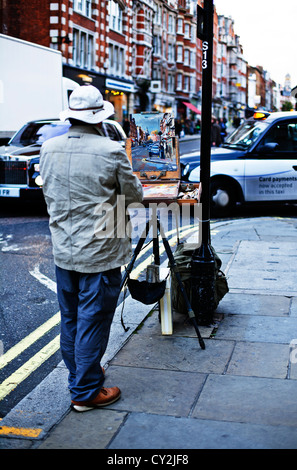 Artist oil painting, Marylebone High Street, London, England, UK, Europe Stock Photo