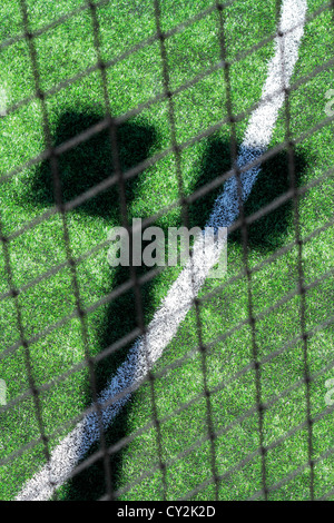 Details scene soccer ball sports on artificial grass Stock Photo