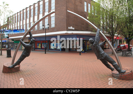 Arc Sculpture, Coal Miner, Steel Worker, Wrexham, Clwyd, North Wales, UK Stock Photo