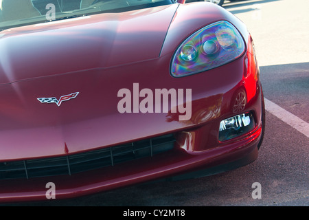 Chevrolet Corvette sports car front end in red. USA Stock Photo