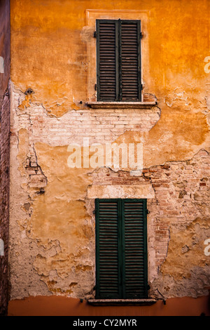 WIndows and Textured Wall Stock Photo