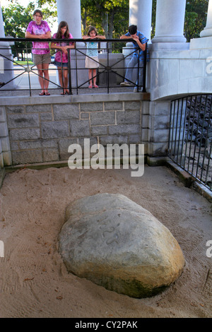 Massachusetts Plymouth,Plymouth Bay,Pilgrim Memorial State Park,Plymouth Rock,1620,landing,MA120816031 Stock Photo