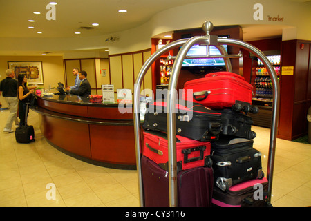 Boston Massachusetts,Courtyard Marriott South Boston,motel,hotel,luggage,suitcase cart,lobby,front desk check in reception reservation reservations re Stock Photo