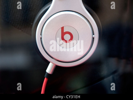 Beats headphones by Dr Dre on display in shop window, Oxford Stock Photo