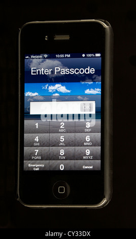 Passcode screen on iPhone screen Stock Photo - Alamy