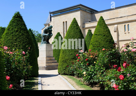 The Thinker, sculpture in the gardens of the Rodin Museum, Paris Stock Photo