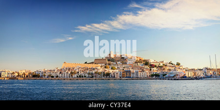 Spain, Balearic Islands, Ibiza, view of Ibiza old town (UNESCO site), and Dalt Vila Stock Photo