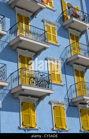 Colourful apartment block, Porto Recanati, Province of Macerata, Italy. Stock Photo