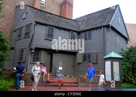 Boston Massachusetts,North End,The Freedom Trail,North Square,Paul Revere House,museum,building,outside exterior,front,entrance,MA120822085 Stock Photo