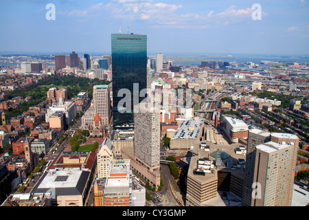 Boston Massachusetts,Prudential Center,Skywalk Observatory,aerial overhead view from above,panoramic view,Hancock Place,high rise skyscraper skyscrape Stock Photo