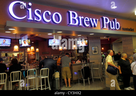 Boston Massachusetts,Logan International Airport,BOS,gate,Cisco Brew Pub of Nantucket,restaurant restaurants food dining eating out cafe cafes bistro, Stock Photo
