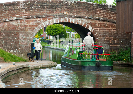 Narrow boats on the Shropshire Union Canal, Market Drayton, Shropshire, England Stock Photo