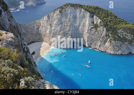 A panorama over Shipwreck Bay, Zante (Zakynthos), Ionian Islands, Greece Stock Photo